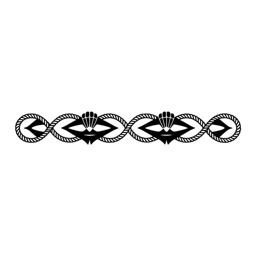 Nautical Border Intertwined Rope and Shell Motif vector