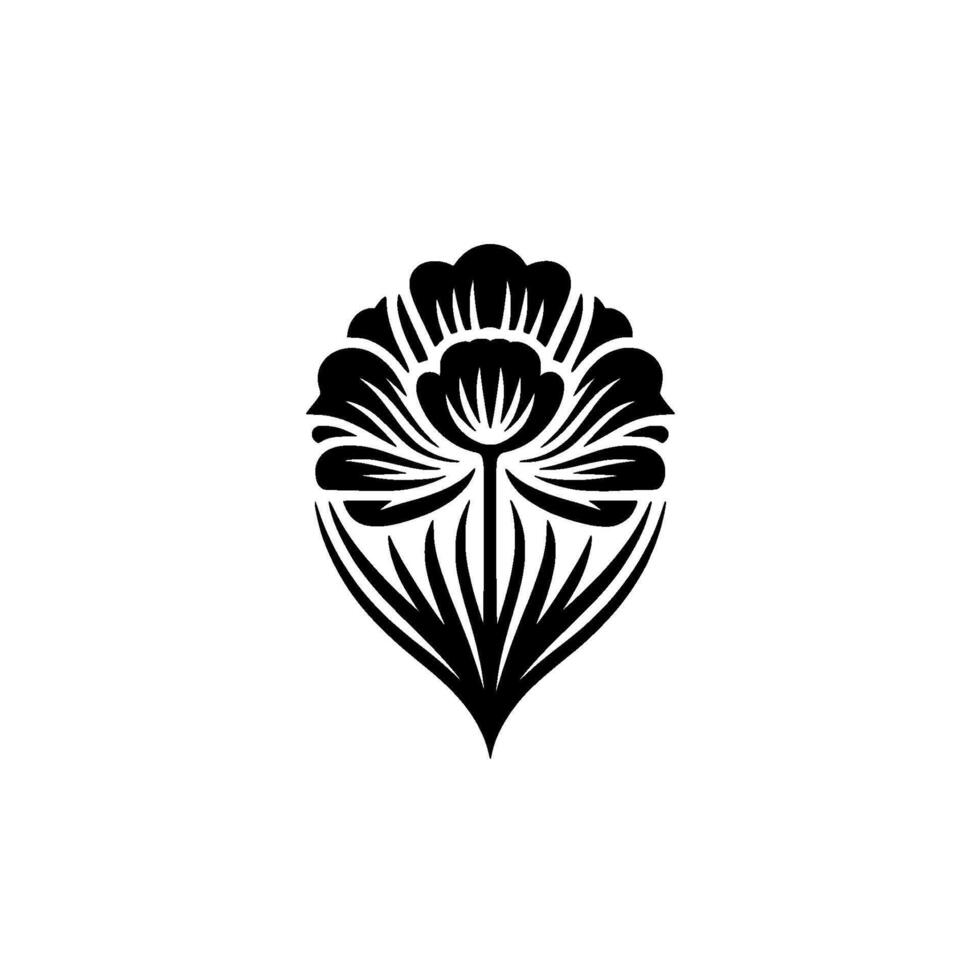 Intricate Floral Emblem, Stylized Black Silhouette vector