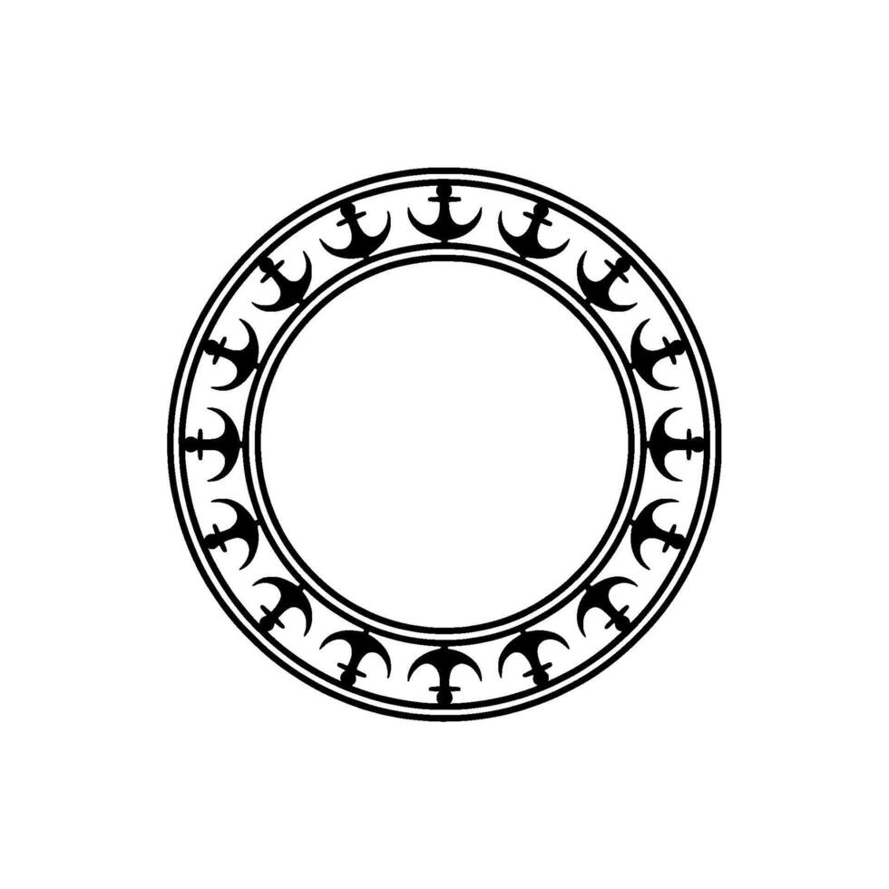 Nautical Circle Frame, Vintage Maritime Motif - Anchor vector