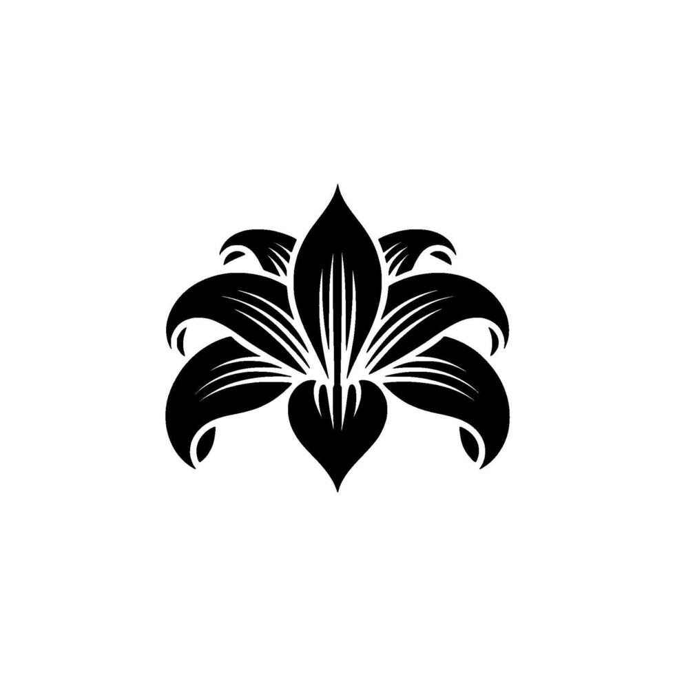 Elegant Black Lily Emblem, Minimalist Floral, Decorative vector