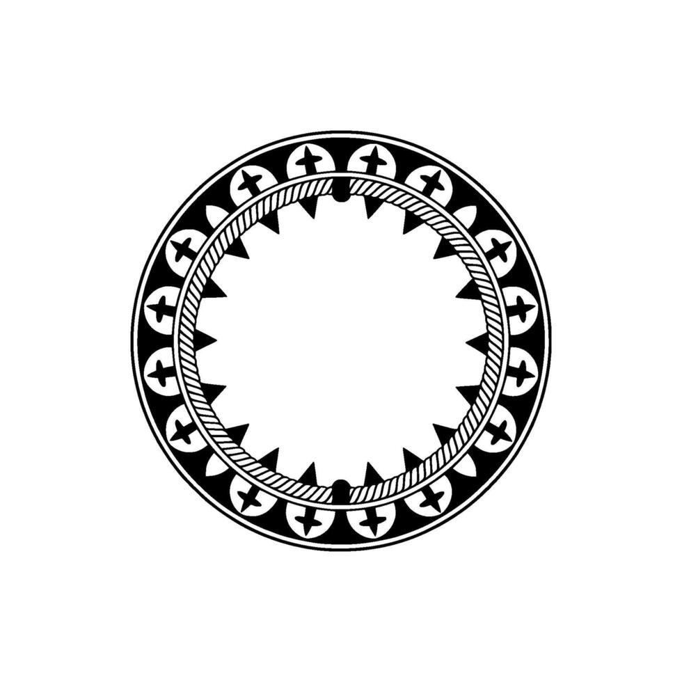 Geometric Tribal Circle, Stylized Black Outline vector