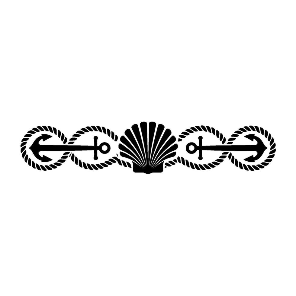 Nautical Shell Border, Vintage Maritime, Anchor vector