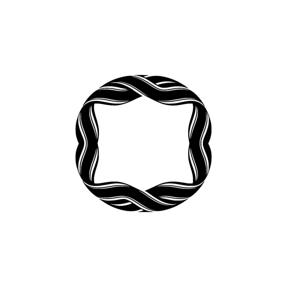 Abstract Circular Frame, Dynamic Wave Pattern, Minimalist vector