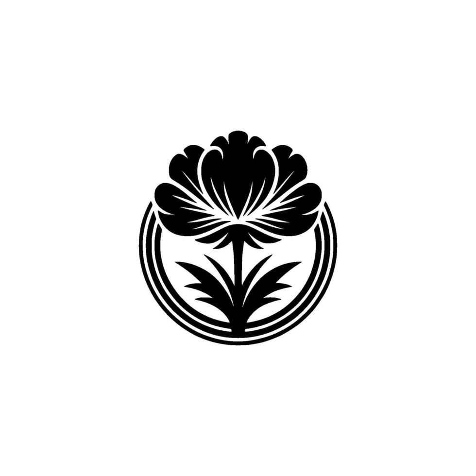 Elegant Black Floral Emblem, Minimalist, Blossom vector