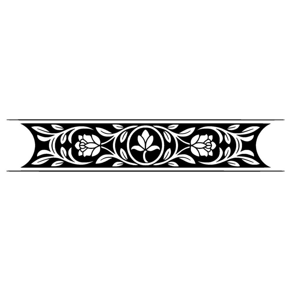 Elegant Floral Border, Vintage, Decorative Element, - Art nouveau, Blackandwhite vector
