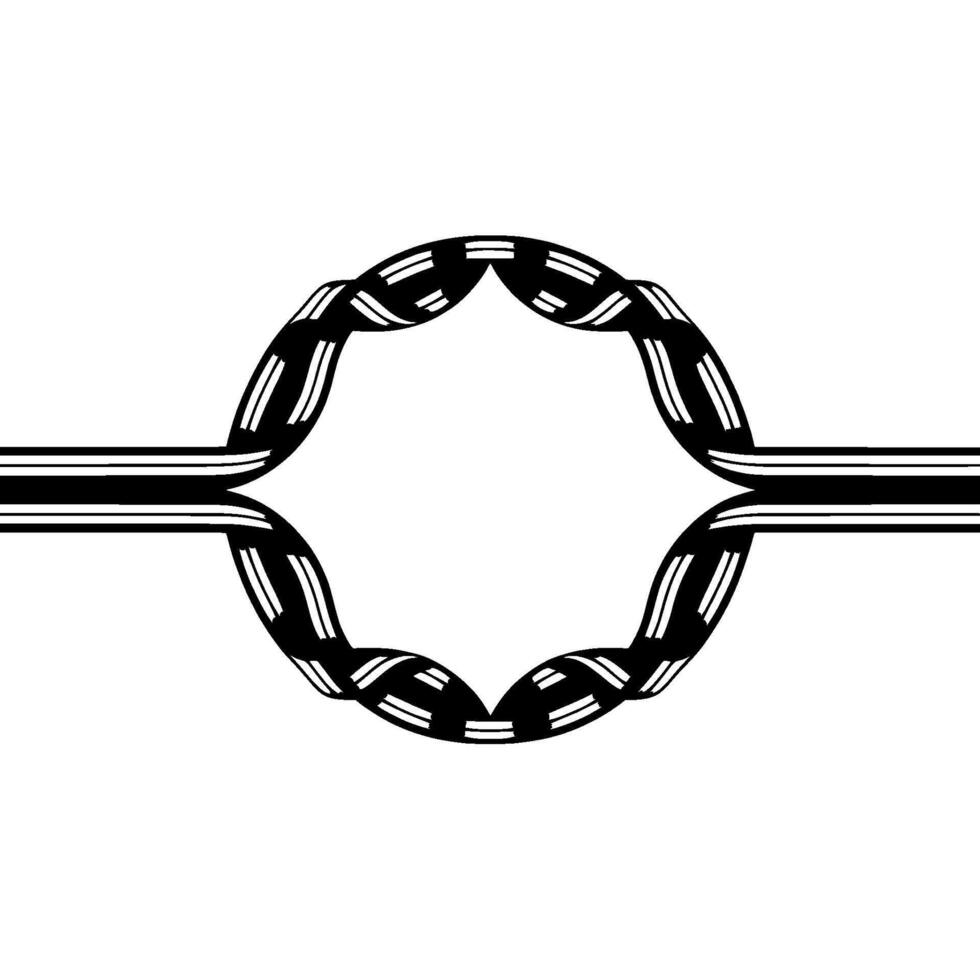 Abstract Ribbon Frame, Minimalist, Circular Motif - Monochrome vector