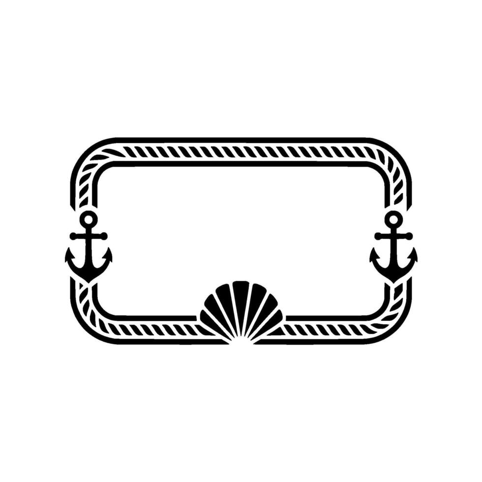 Nautical Frame Anchor Shell Ornament, Vintage Style vector