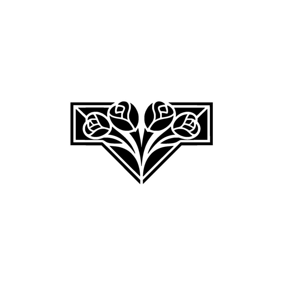 Art Nouveau Rose Emblem, Elegant Floral vector