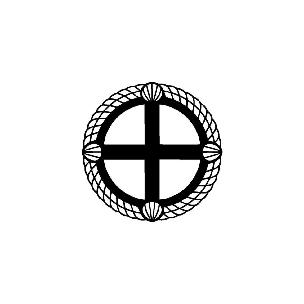 Nautical Cross Emblem, Coastal Symbol, Vintage vector