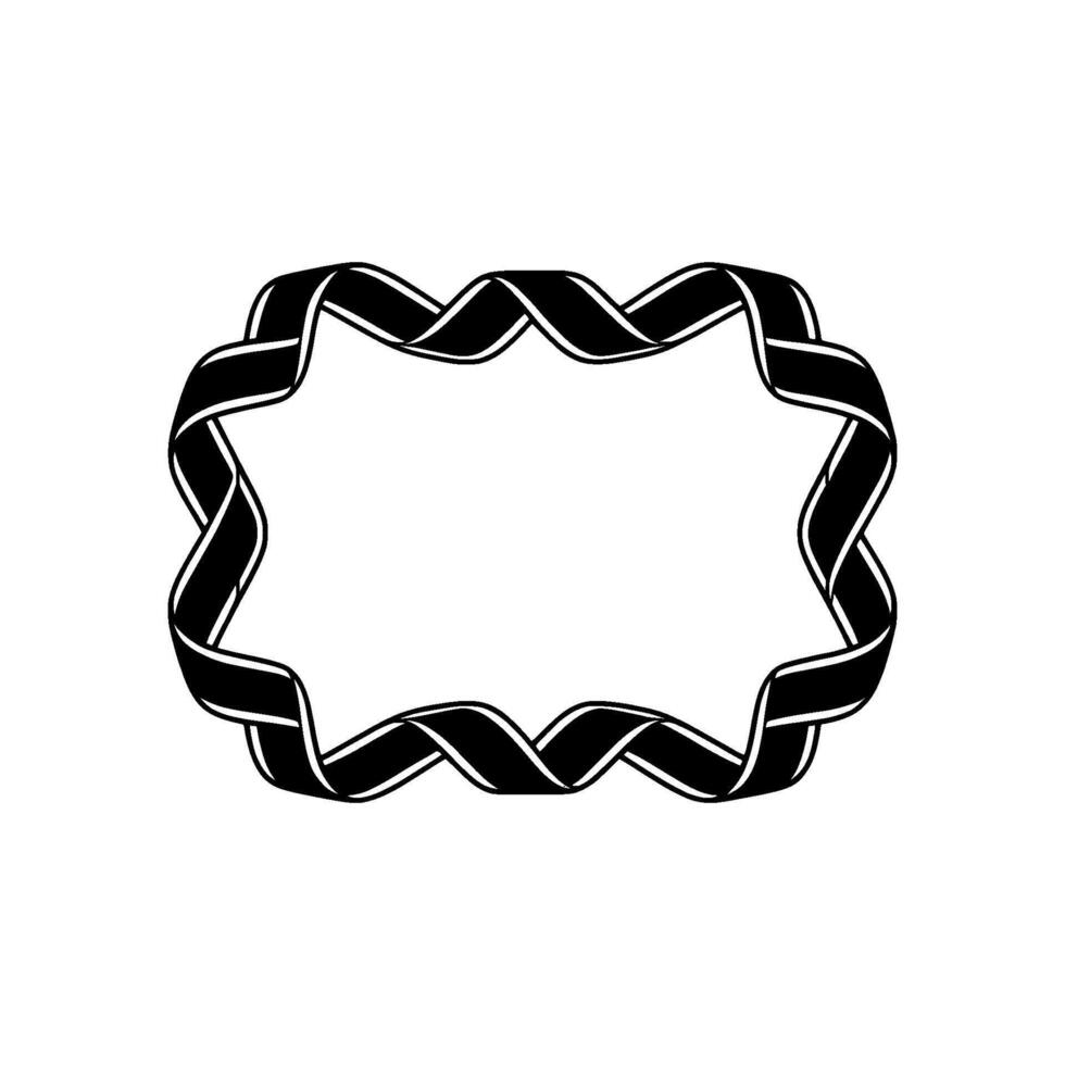 Elegant Black Ribbon Frame, Minimalist, Twirled vector
