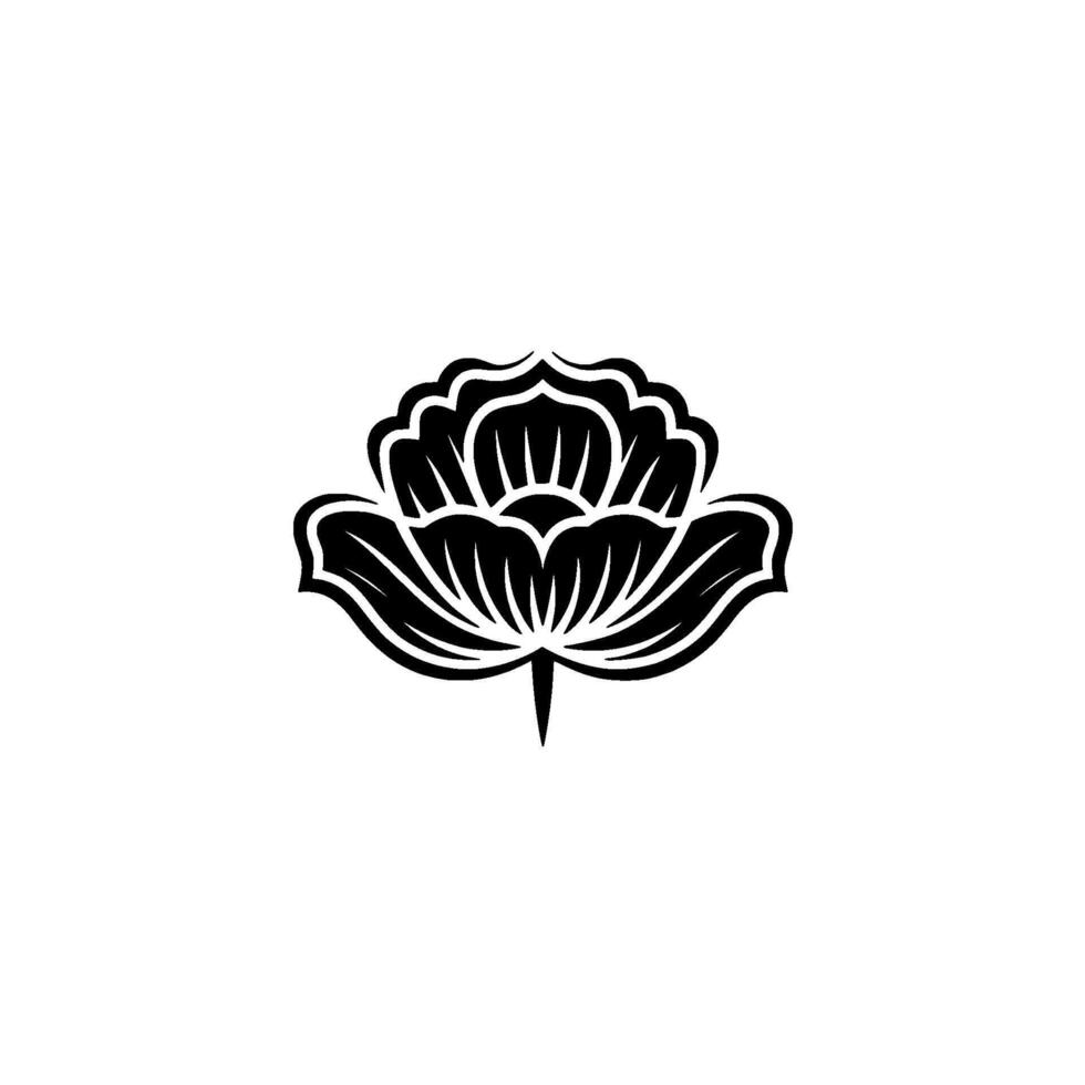 Elegant Black Lotus Emblem, Minimalist Floral, Circular vector