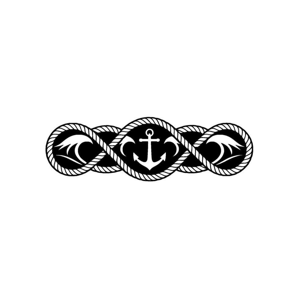 Nautical Emblem Anchor, Rope, and Serene Strength vector