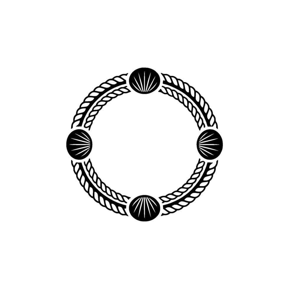 Oceanic Circle Nautical Motif, Coastal, Elegant Border vector