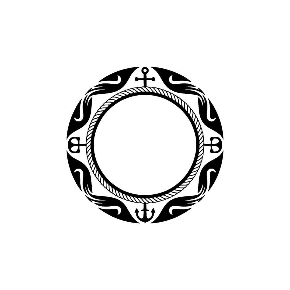 Nautical Emblem Vintage Rope Circle, Maritime Symbol vector