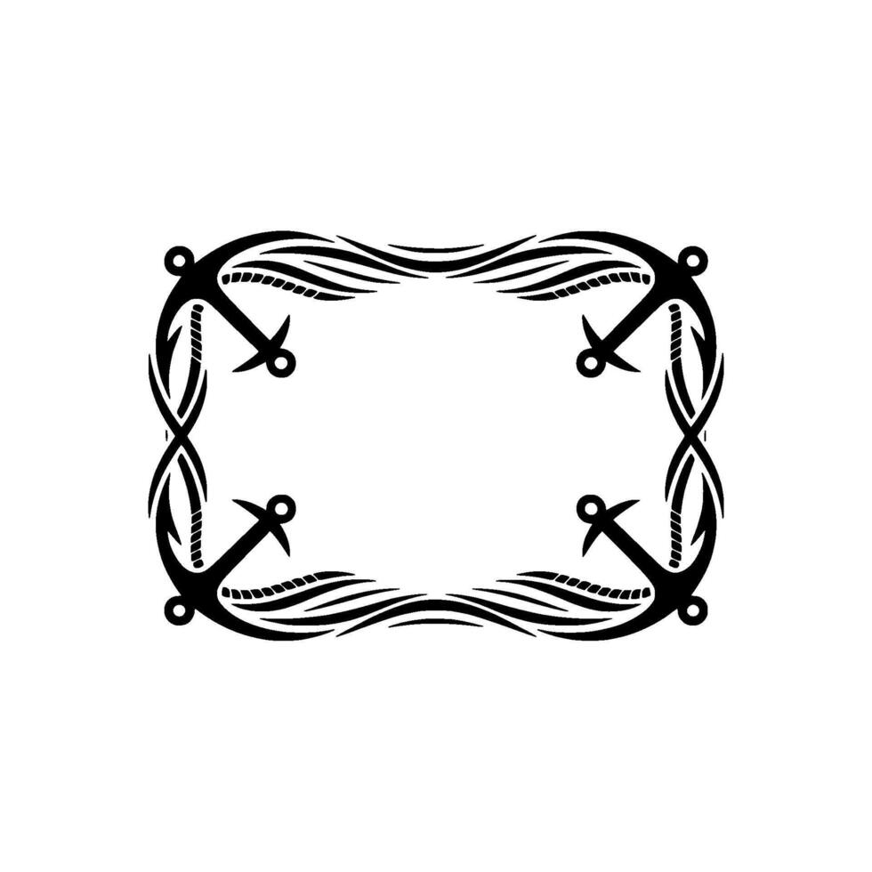 Nautical Anchor Frame, Vintage Maritime - Ribbon vector
