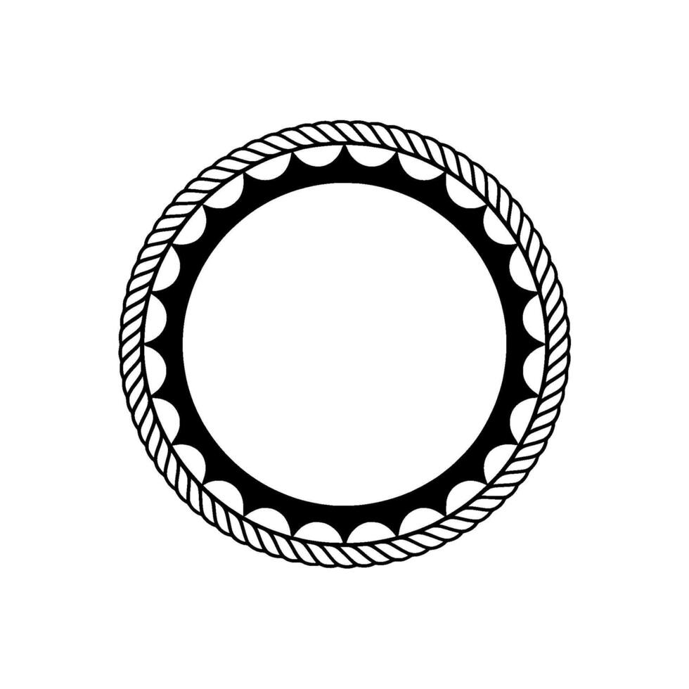 Nautical Circle, Textured Rope Border, Minimalist, Texture vector
