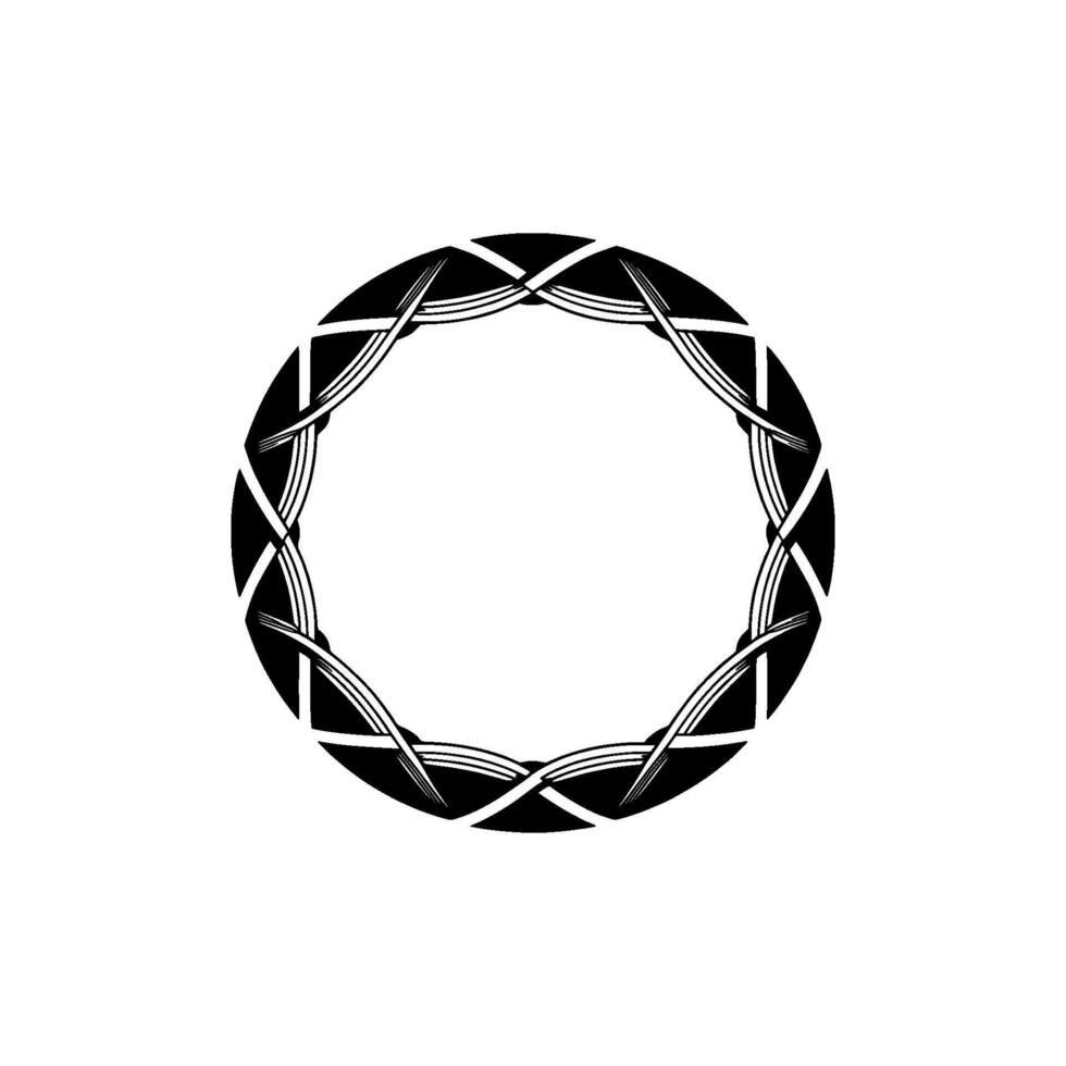 Geometric Wreath, Minimalist Circle, Black White, Pattern vector