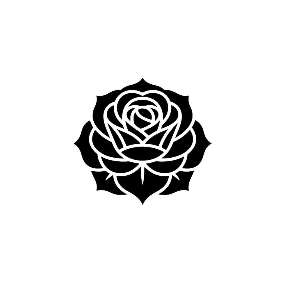 Minimalist Black Rose Emblem, Elegant Floral - Modern vector