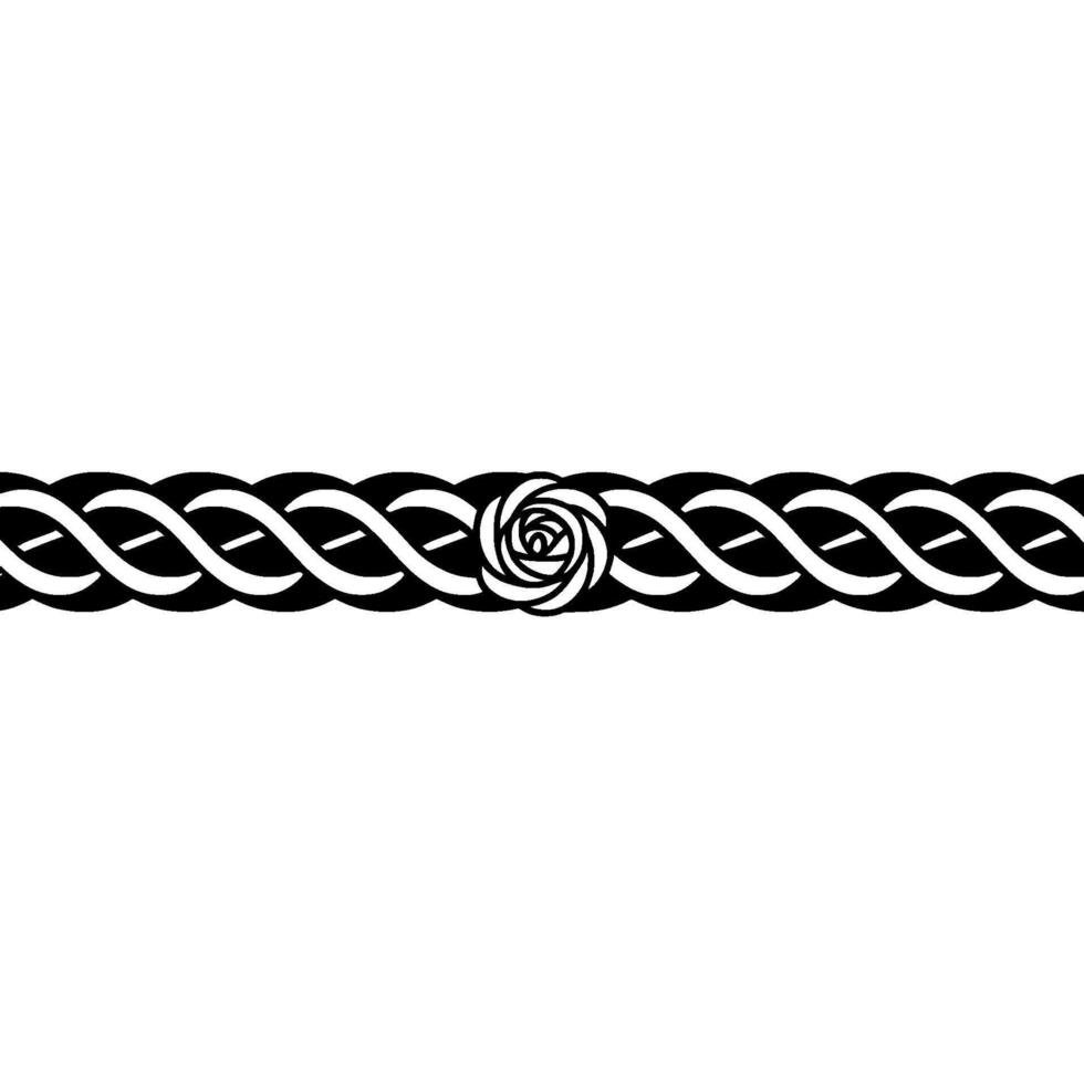 Elegant Rope Border with Rose Motif, Vintage Style vector