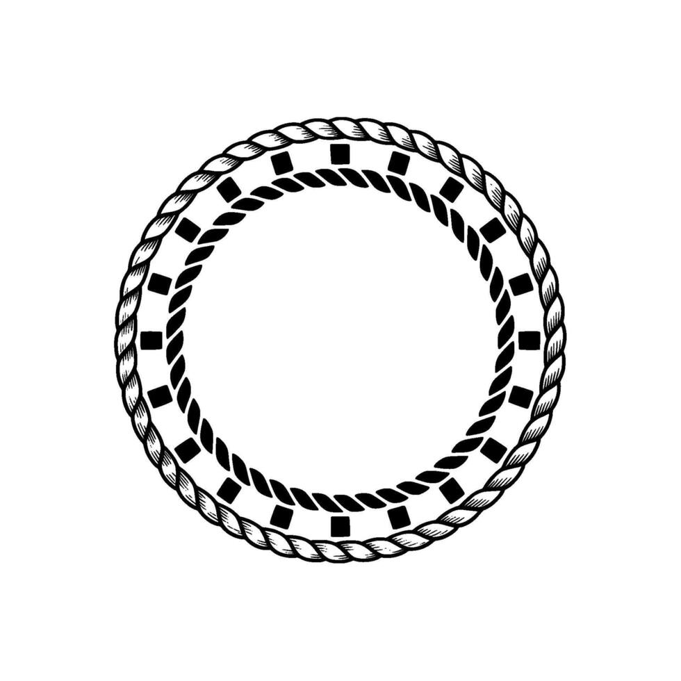Intertwined Rope Circle, Minimalist Emblem, Nautical vector