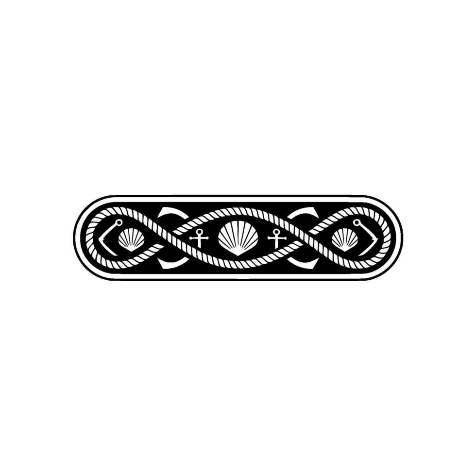 Nautical Emblem Shells, Rope, and Anchor Vintage Marine vector
