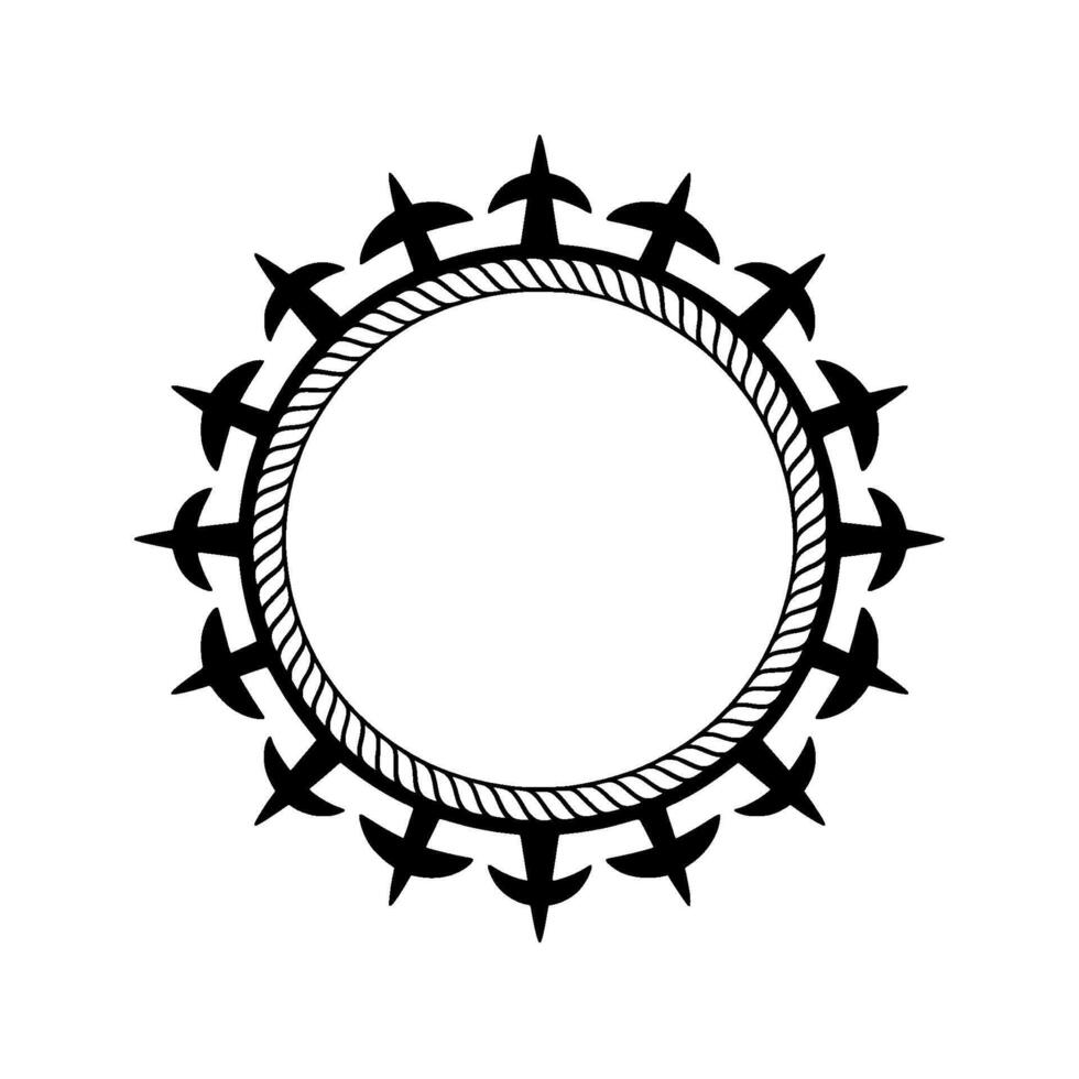 Circular Bird Motif, Nautical Border, Minimalist vector
