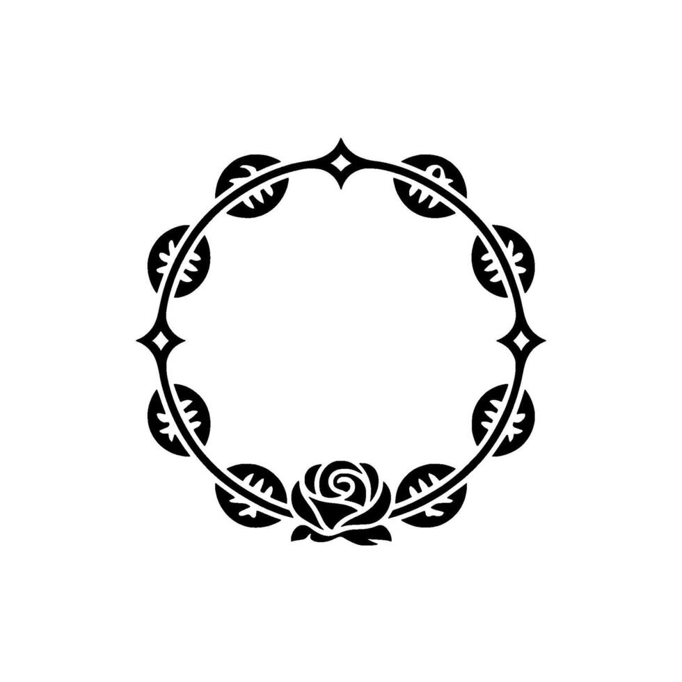 Elegant Botanical Frame, Vintage Style, Circle vector