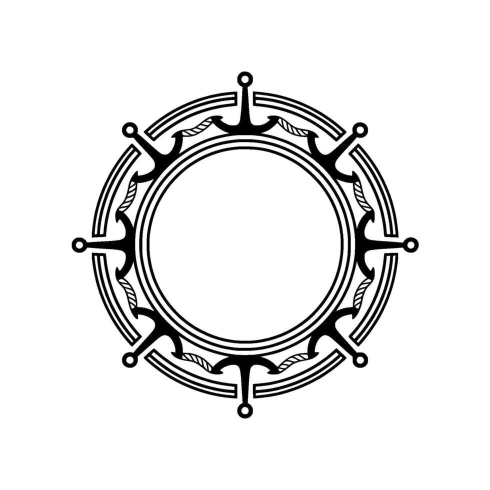 Nautical Circle, Vintage Mariner Motif, Circular Frame vector