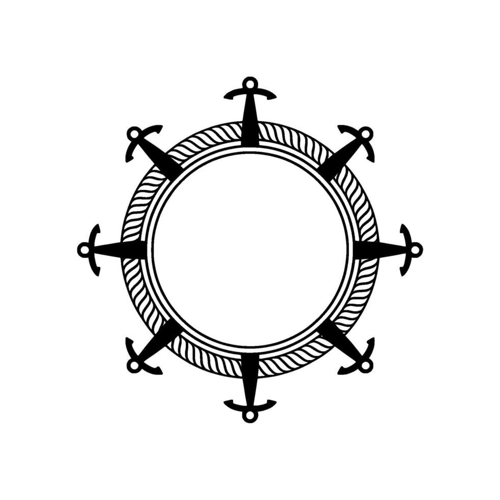 Nautical Compass Frame, Vintage Style, Exploration Motif vector