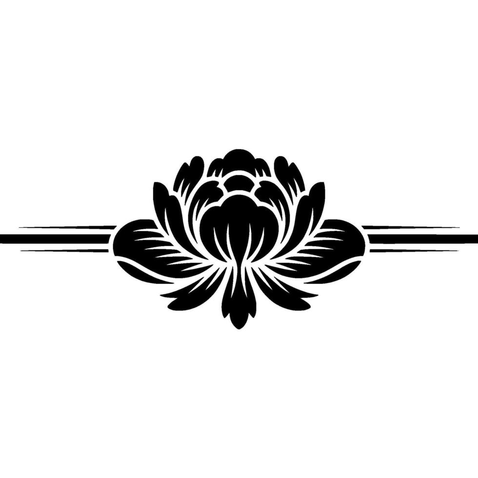 Elegant Black Lotus Floral Ornament, Decorative Border vector