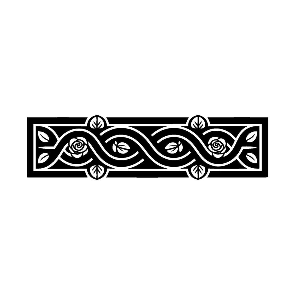 Intricate Celtic Rose Border, Vintage Element, Repeating vector