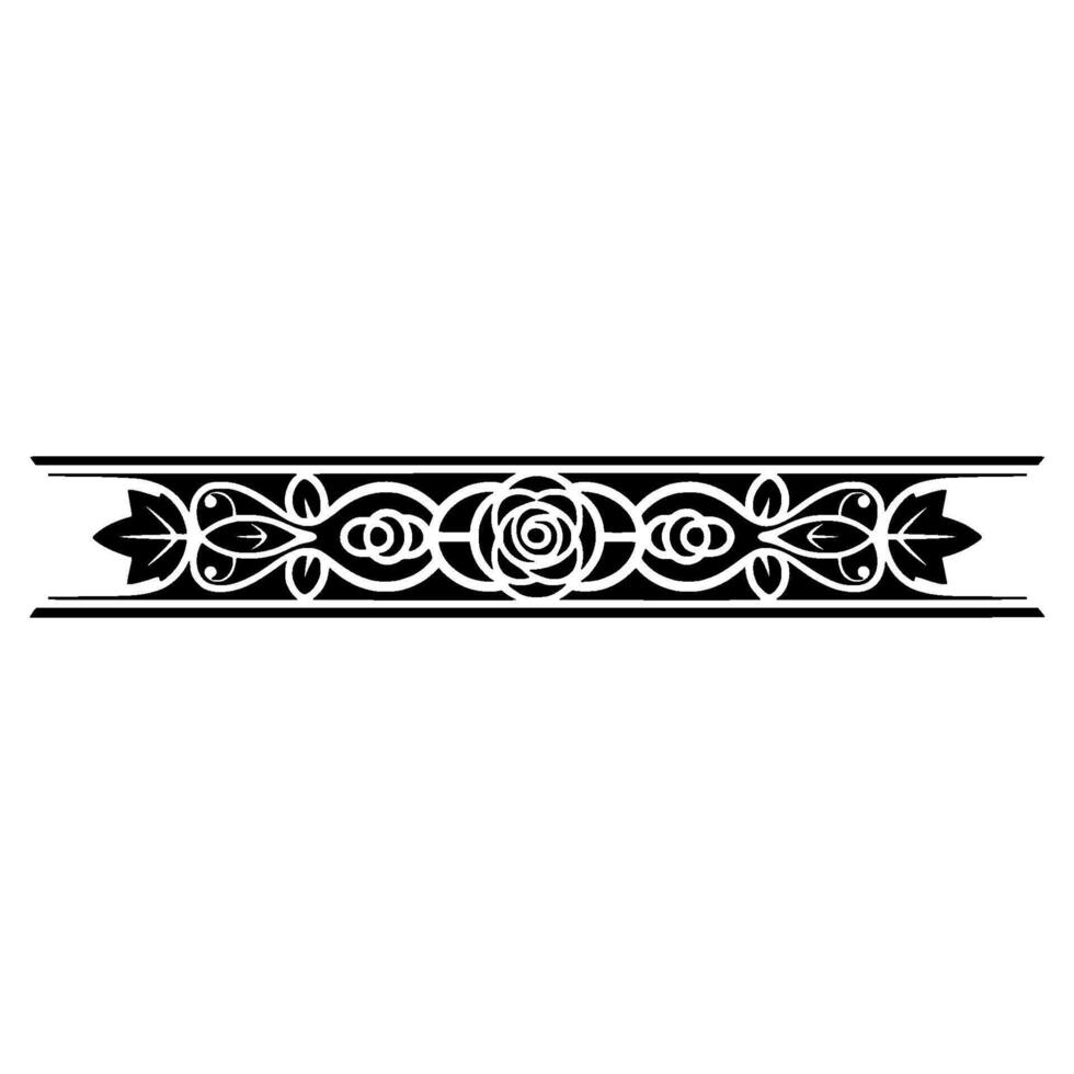 Elegant Black Floral Border, Vintage Element, - Ornament, Art deco vector