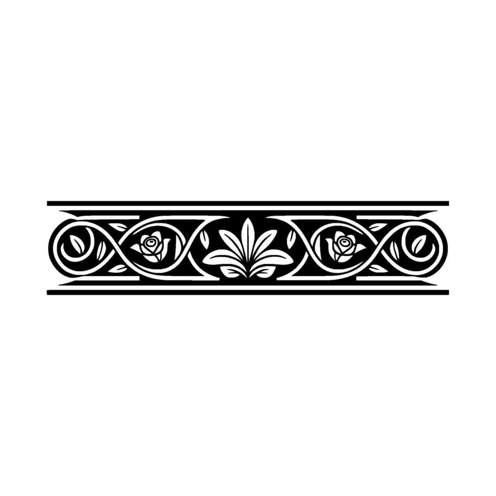 Elegant Black Floral Border, Vintage, - Leaf vector