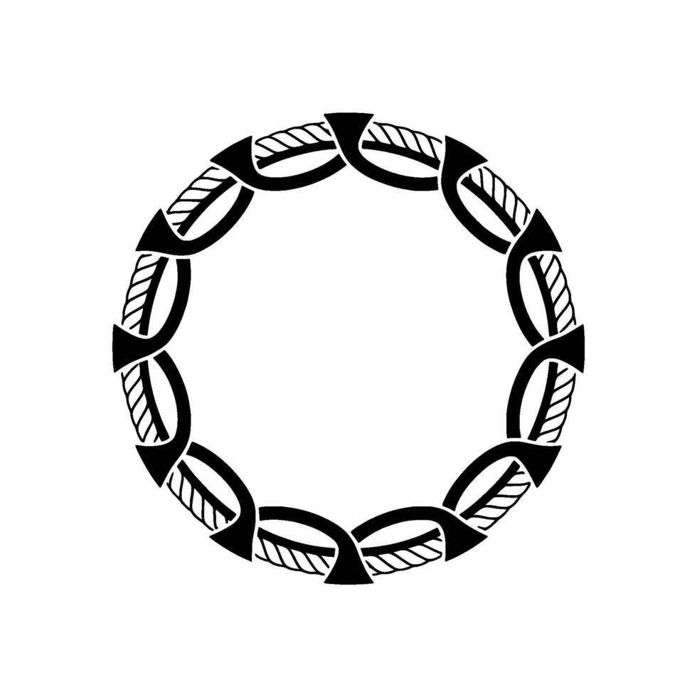 Circular Leaf Motif, Minimalist, Symbolic Circle vector