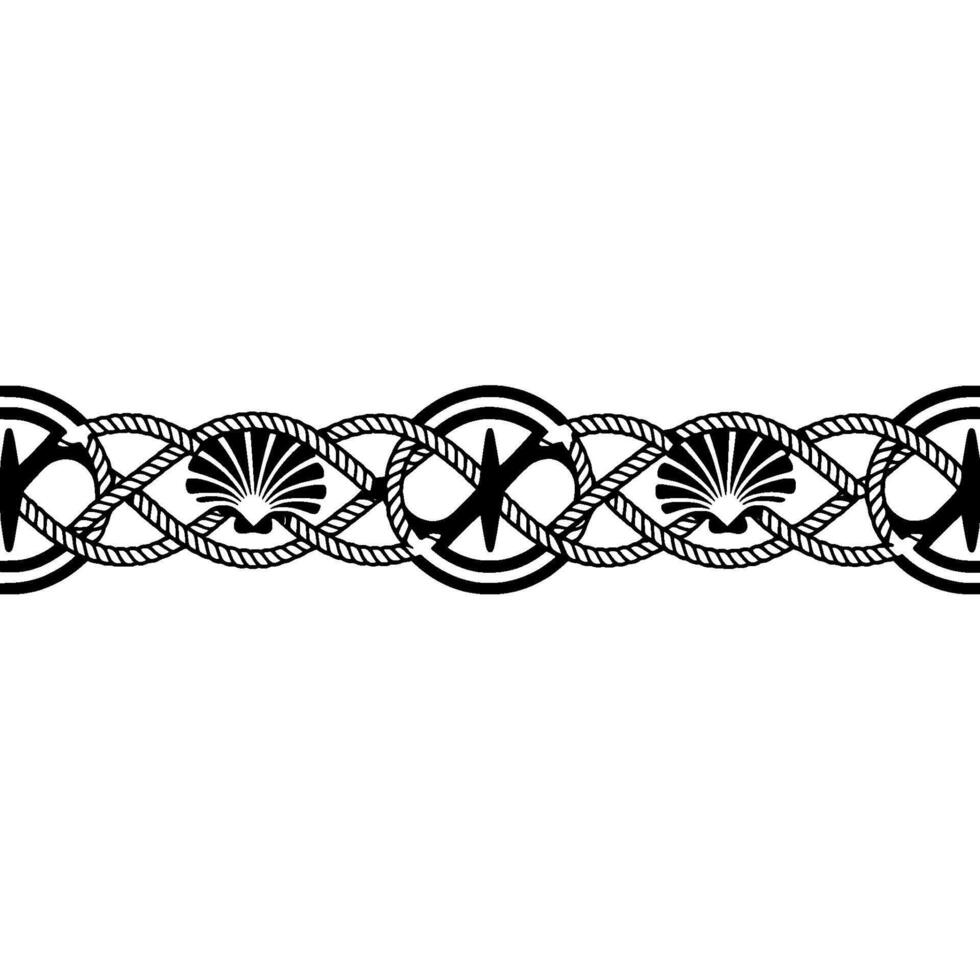 Nautical Rope Shell Border Vintage Decorative Element vector