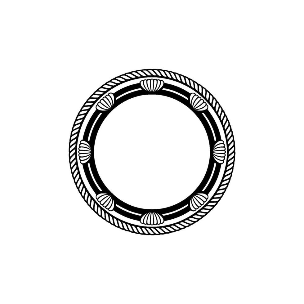 Nautical Shell Border, Elegant Circle, Rope vector