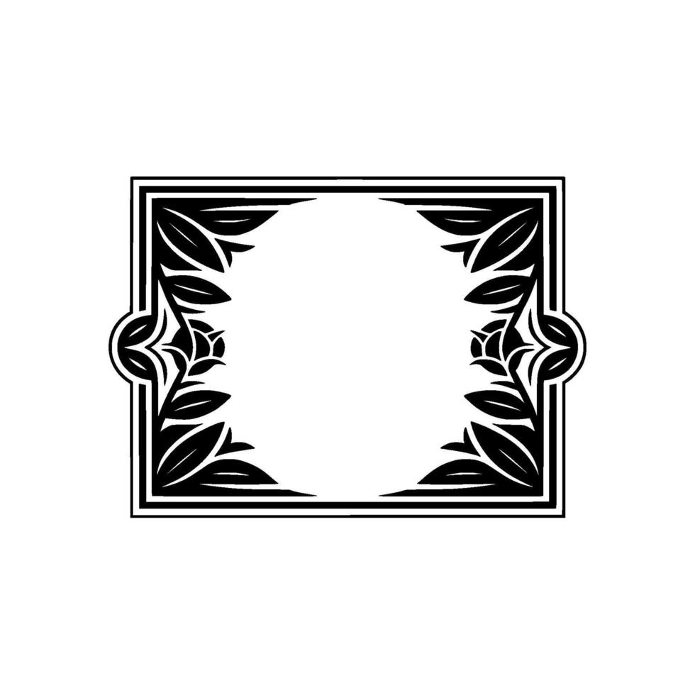 Elegant Black Floral Frame, Vintage Element - Art deco vector