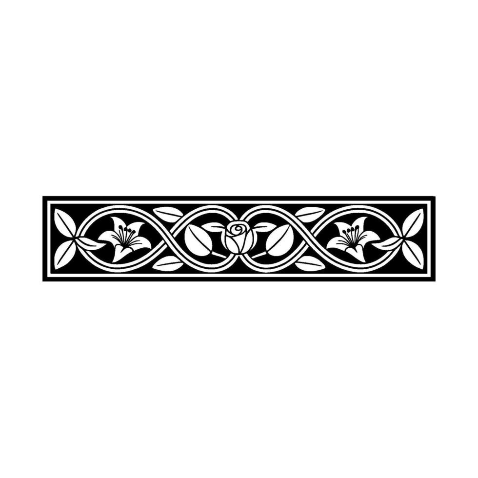 Elegant Floral Border, Art Nouveau, Lily vector