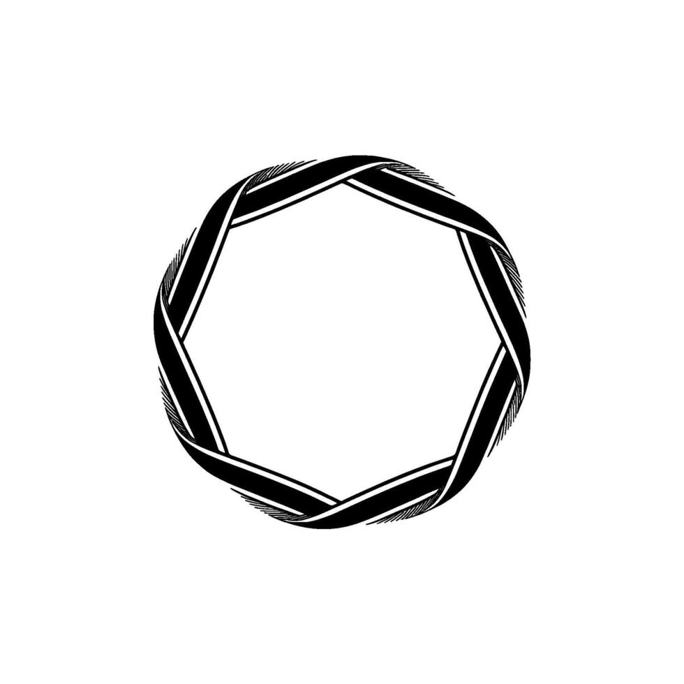 Interwoven Hexagon, Minimalist, Circular Framework vector