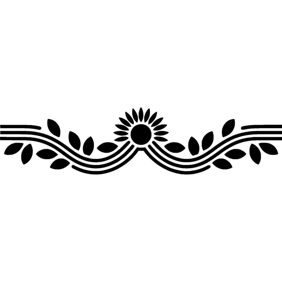 Stylized Sun and Leaf Border, Vintage Element vector