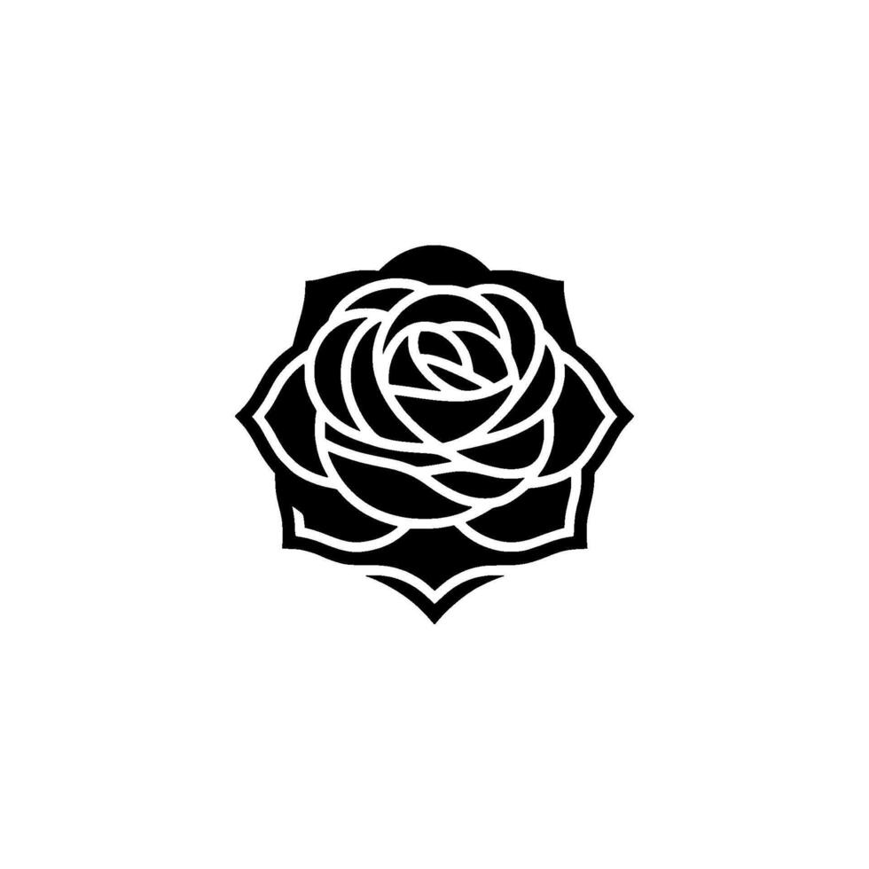 Minimalist Black Rose Emblem, Elegant Floral - Abstract vector