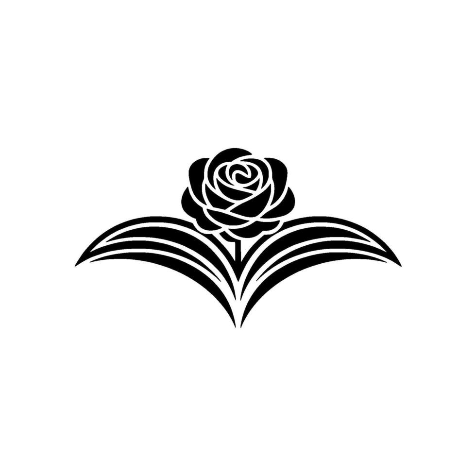 Elegant Black Rose Tribal Emblem, Minimalist Floral vector