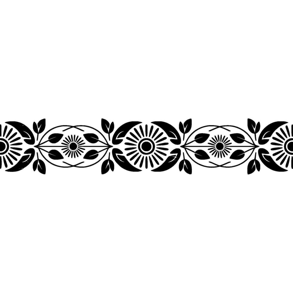 Stylized Black and White Floral Border, Vintage Aesthetic vector