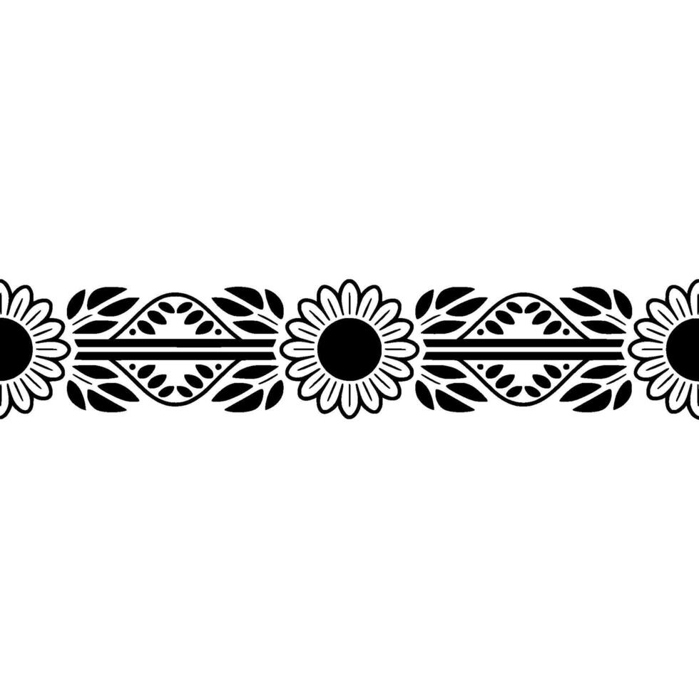 Stylized Floral Border, Vintage , Minimalist Pattern, Lineart vector