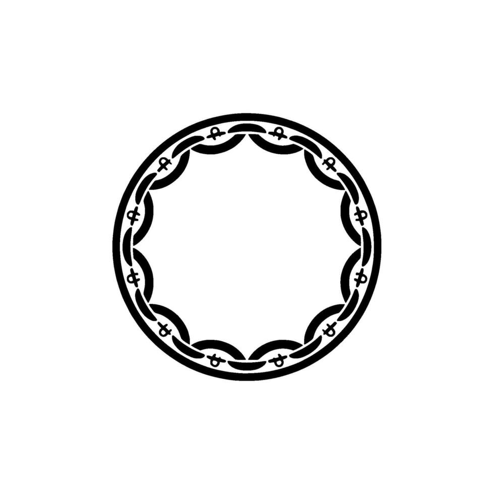 Ornamental Circle Frame, Norse Symbolism, Minimalist vector