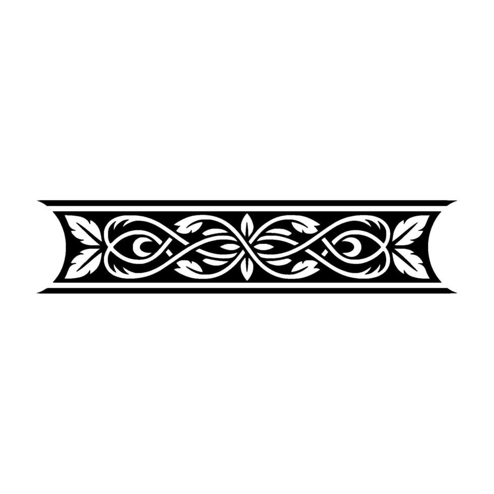 Intricate Black and White Ornamental Border, Medieval Style, Floral vector