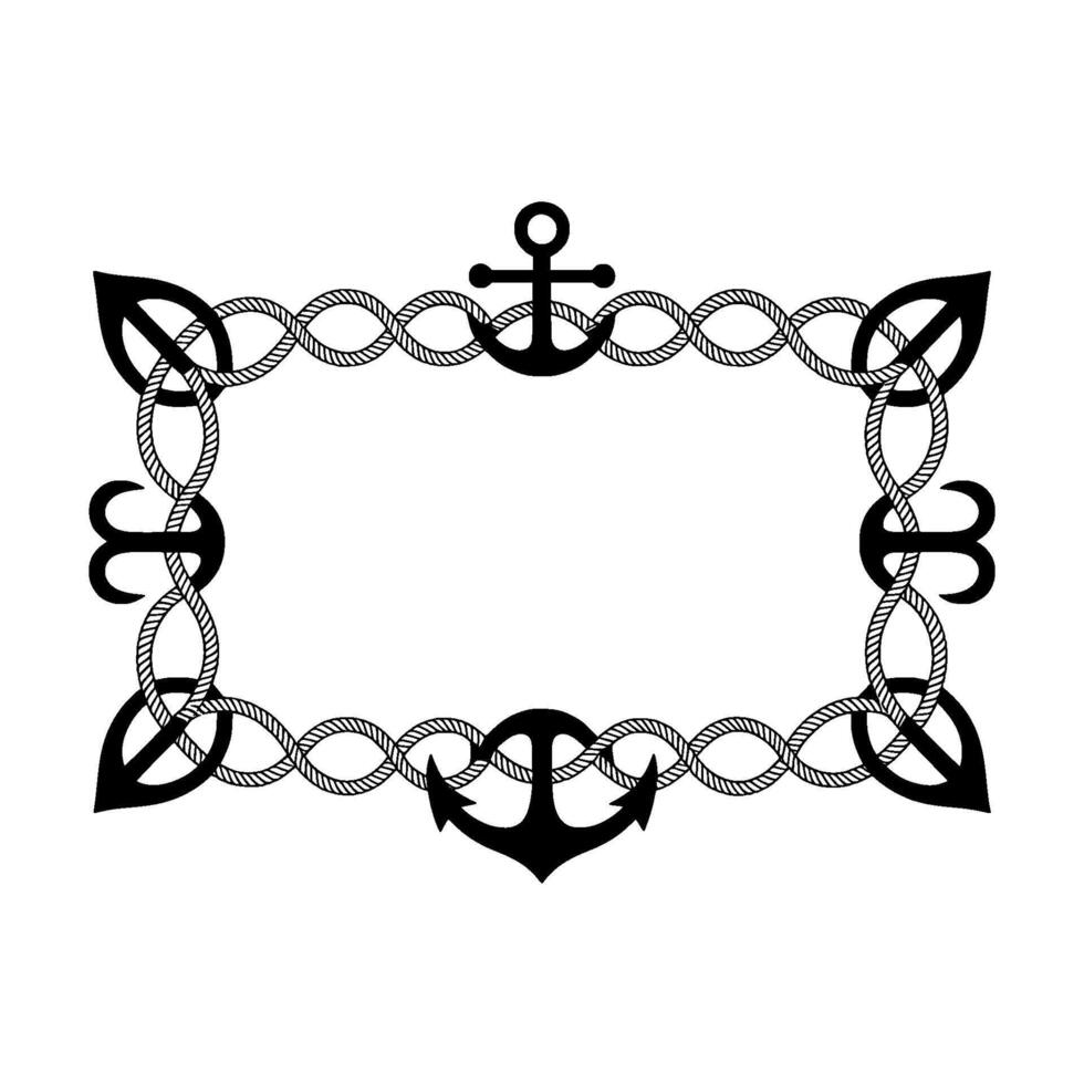 Nautical Anchor Frame Vintage Rope Border Illustration vector