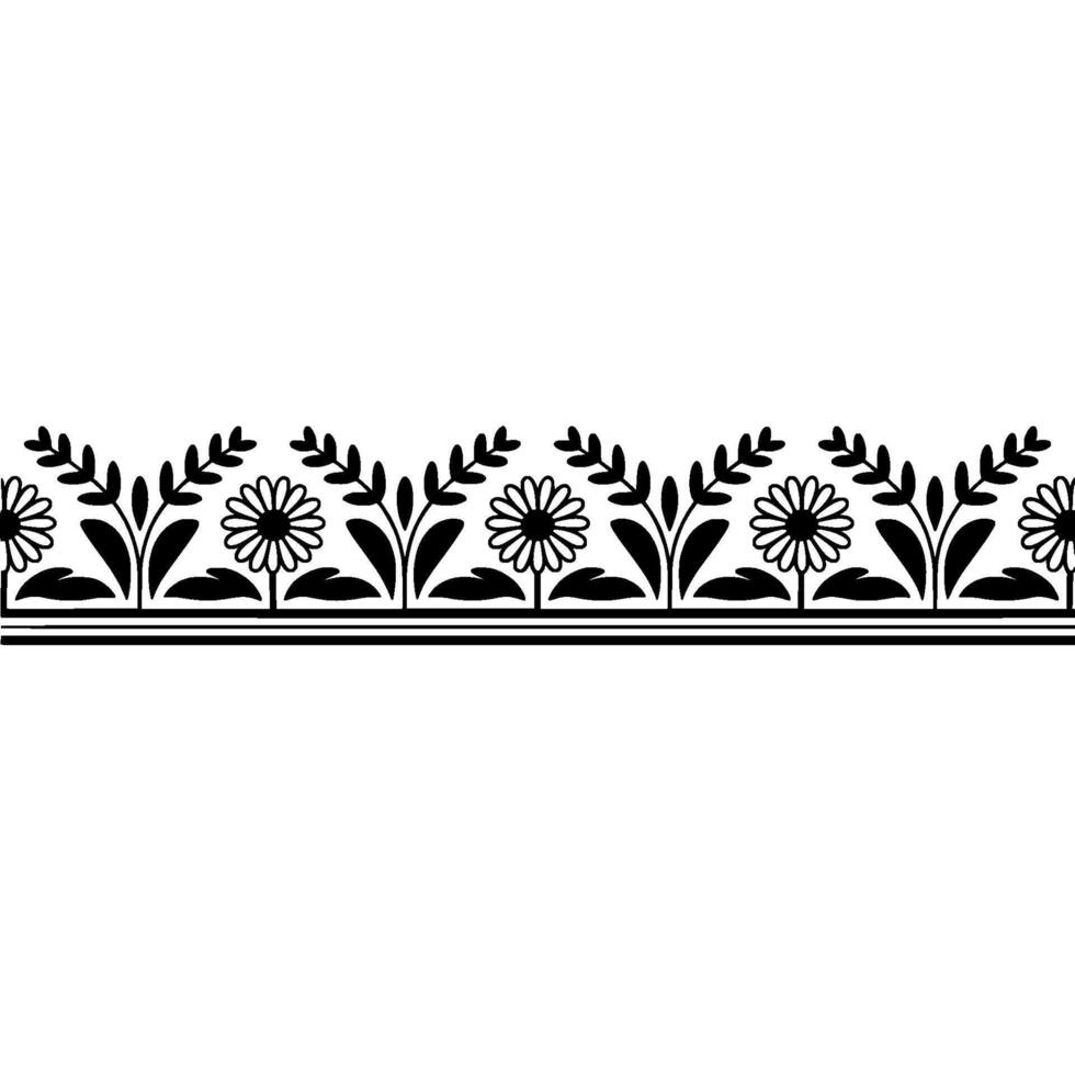 Elegant Floral Border, Vintage Style, Decorative Element, Textile - Pattern vector