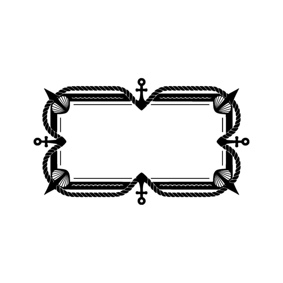 Nautical Frame Anchor Rope Border, Vintage Style, Decorative vector