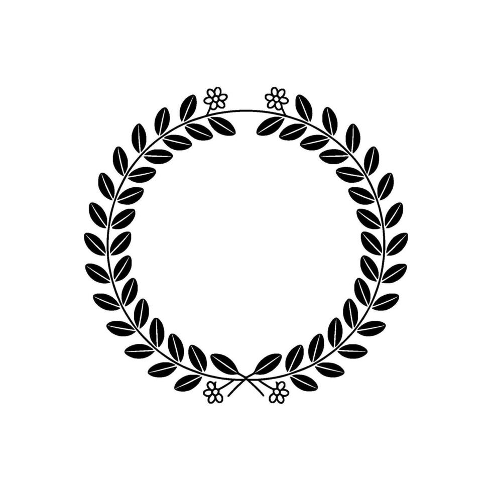 Elegant Black Laurel Wreath, Floral Accent, Minimalist vector